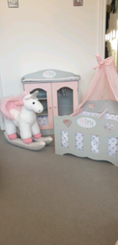 chad valley tiny treasures wooden double baby cot
